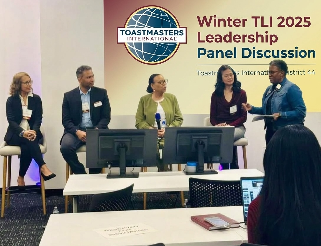 Leadership panel at the January, 2025 Winter Toastmasters Leadership Institute